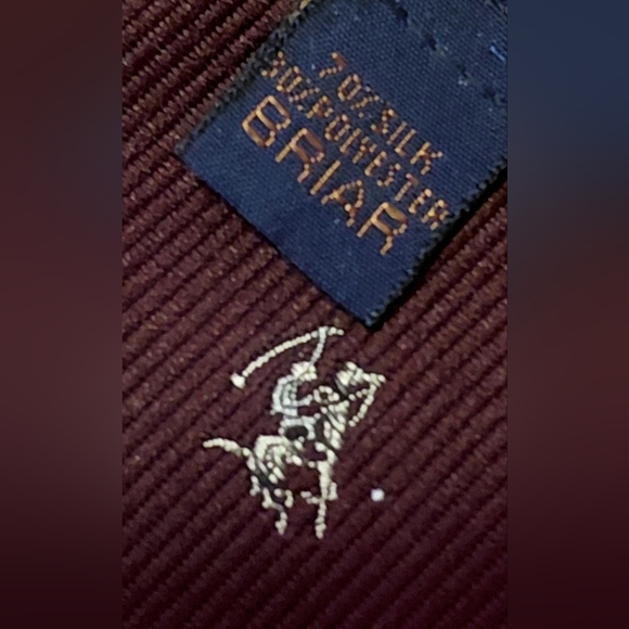 Vintage 70/80s Pride Of England Brown Silk Poly Embroidered Polo Player Motif - Picture 4 of 4